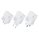 WK WP-U66 Kinkong 65W デュアル USB-C / Type-C + USB GaN 急速充電器、UKプラグ、USプラグ、EUプラグ