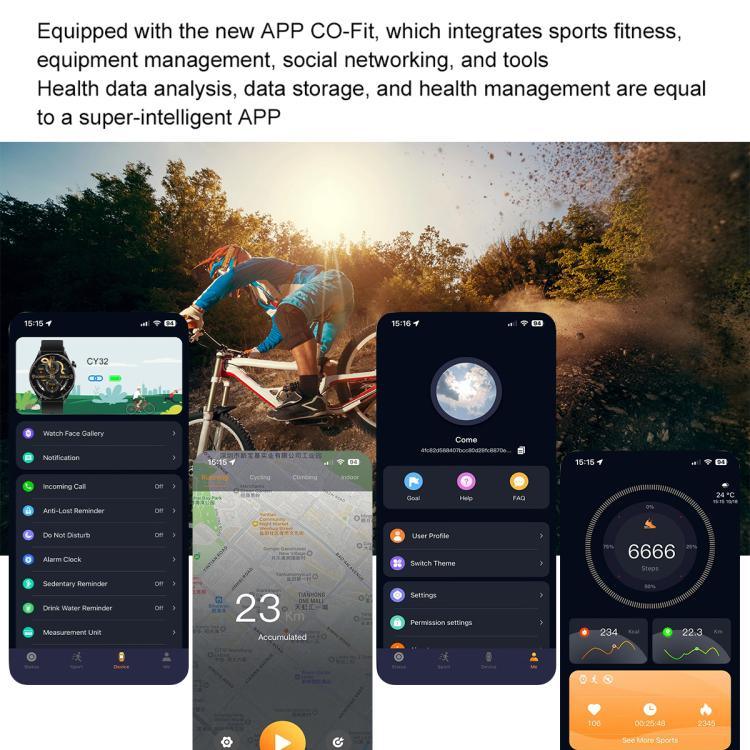 CY32 1.39インチIPS画面 スポーツスマートウォッチ BT通話／COFITアプリ対応