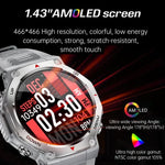 KT85 1.43インチスクリーン 5ATMアウトドアスポーツスマートウォッチ 強力なフラッシュライト付き