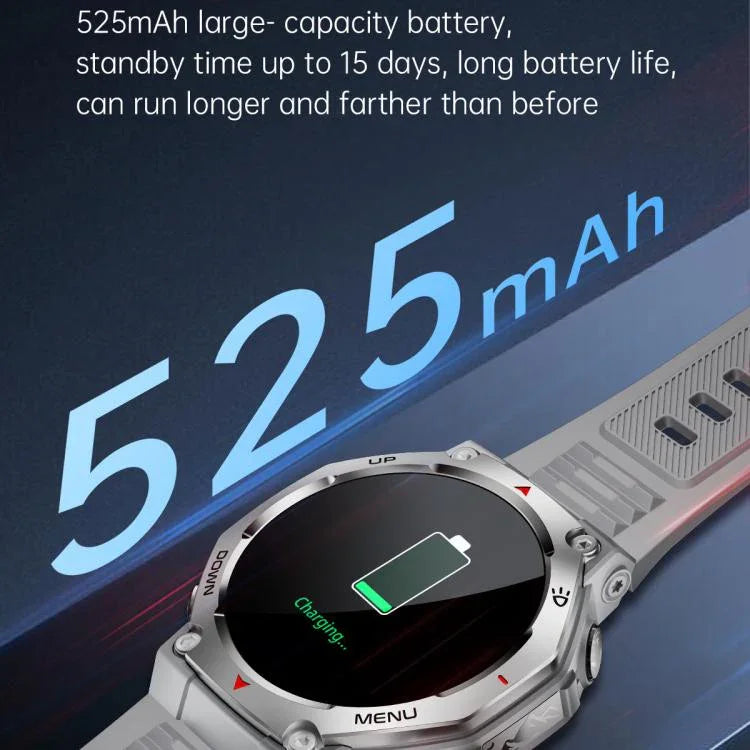 KT85 1.43インチスクリーン 5ATMアウトドアスポーツスマートウォッチ 強力なフラッシュライト付き