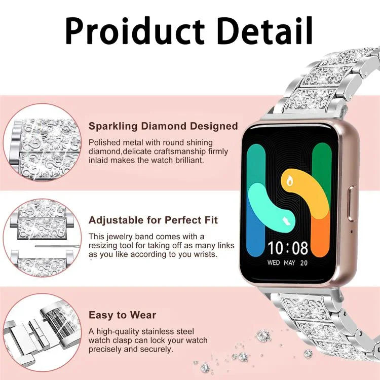 xDfind ダイヤモンド ジュエリー ステンレススチール 時計バンド、Samsung Galaxy Watch Ultra / Ultra 2025 用、Samsung Galaxy Watch8 / Watch8 Classic 用、Samsung Galaxy Watch7 / FE / 6 / 5 / 4 用、Samsung Galaxy Fit3 用