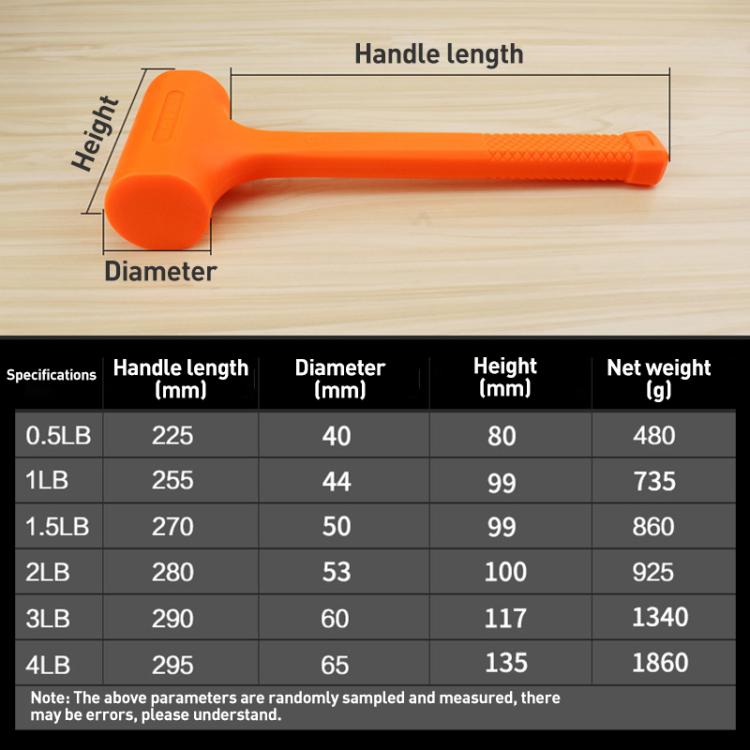 多機能非伸縮ゴム製取り付けハンマー、0.5LB、1.5LB、1LB、2.5LB、2LB、3LB、4LB