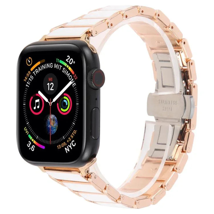 スリービーズ セラミック 18mm スチール ウォッチバンド、Apple Watch 46mm / 49mm / 45mm / 44mm 用、Apple Watch 42mm / 41mm / 40mm / 38mm 用