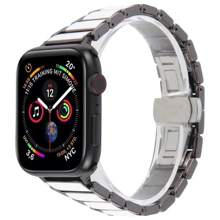 スリービーズ セラミック 18mm スチール ウォッチバンド、Apple Watch 46mm / 49mm / 45mm / 44mm 用、Apple Watch 42mm / 41mm / 40mm / 38mm 用