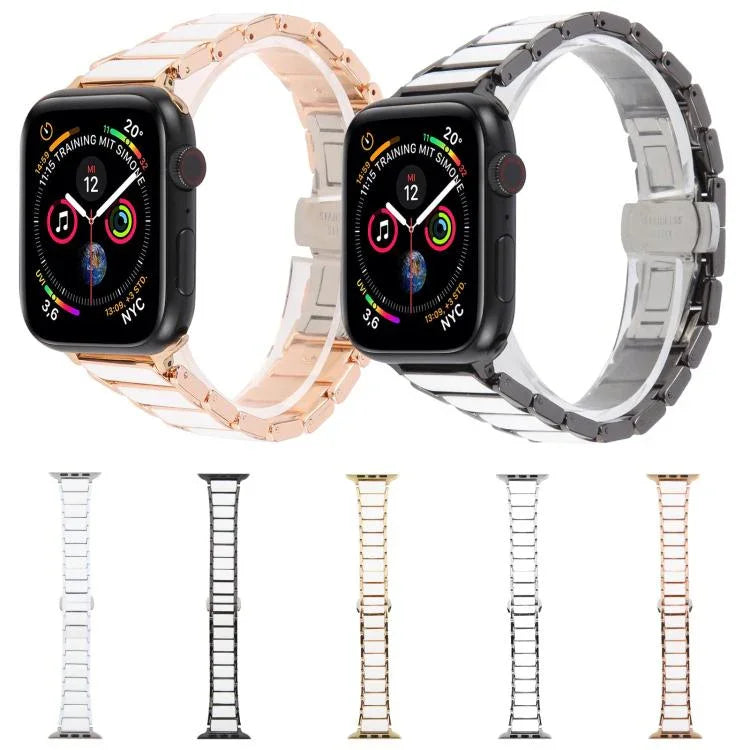 スリービーズ セラミック 18mm スチール ウォッチバンド、Apple Watch 46mm / 49mm / 45mm / 44mm 用、Apple Watch 42mm / 41mm / 40mm / 38mm 用