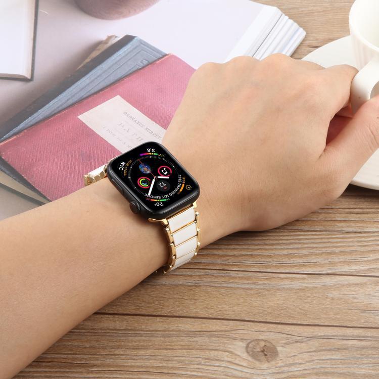 スリービーズ セラミック 18mm スチール ウォッチバンド、Apple Watch 46mm / 49mm / 45mm / 44mm 用、Apple Watch 42mm / 41mm / 40mm / 38mm 用