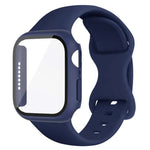 バタフライバックル シリコン ウォッチバンド フィルム一体型PCカバー付き、Apple Watch シリーズ 44mm 用、Apple Watch シリーズ 40mm 用、Apple Watch シリーズ 10 / 11 46mm 用、Apple Watch シリーズ 10 / 11 42mm 用、Apple Watch シリーズ 45mm 用