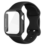バタフライバックル シリコン ウォッチバンド フィルム一体型PCカバー付き、Apple Watch シリーズ 44mm 用、Apple Watch シリーズ 40mm 用、Apple Watch シリーズ 10 / 11 46mm 用、Apple Watch シリーズ 10 / 11 42mm 用、Apple Watch シリーズ 45mm 用