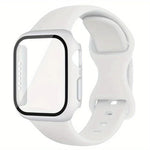 バタフライバックル シリコン ウォッチバンド フィルム一体型PCカバー付き、Apple Watch シリーズ 44mm 用、Apple Watch シリーズ 40mm 用、Apple Watch シリーズ 10 / 11 46mm 用、Apple Watch シリーズ 10 / 11 42mm 用、Apple Watch シリーズ 45mm 用