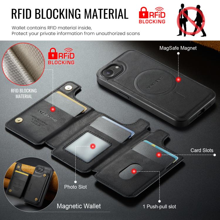 MAGKING K3シリーズマグセーフRFIDカードバッグ着脱式iPhoneケース、iPhone 17e / 16e用、iPhone 17用、iPhone 16 Pro Max用、iPhone 16 Pro用、iPhone 16 Plus用、iPhone 16用