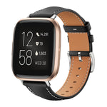 xDfind Flat Head Black Shark Fine Grain Leather Watch Band, For Fitbit Versa 4 / 3 / Sense2 / 1 20mm, For Fitbit Versa 2 / Versa / Versa Lite 22mm