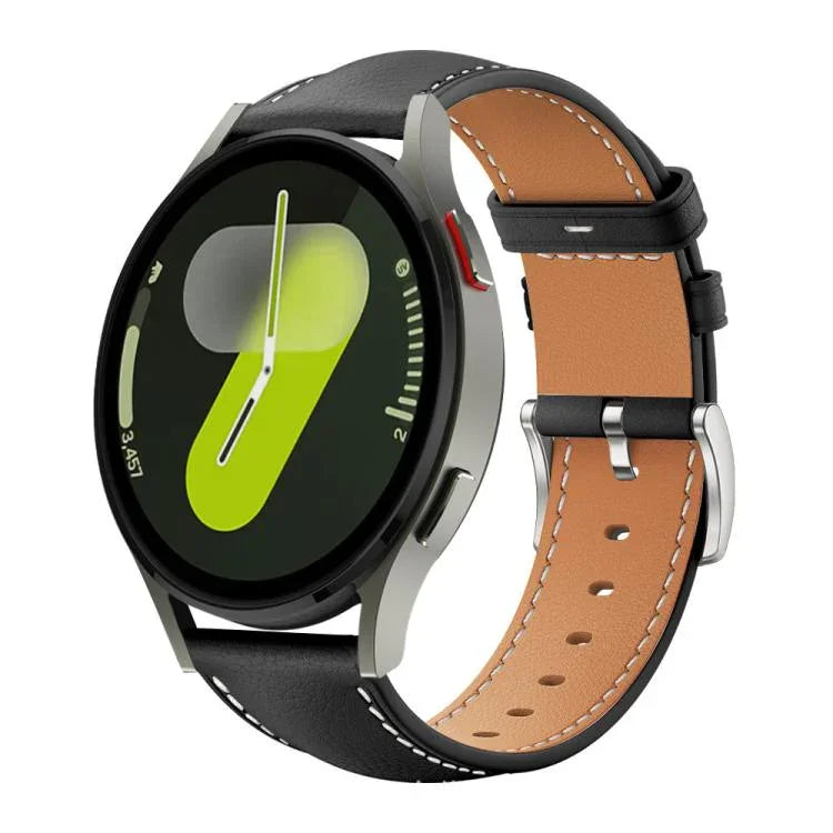 xDfind フラットヘッド ブラックシャーク 細粒レザー 時計バンド、Samsung Galaxy Watch Ultra / Ultra 2025 用、Samsung Galaxy Watch8 / Watch8 Classic 用、Samsung Galaxy Watch7 / FE / 6 / 5 / 4 用
