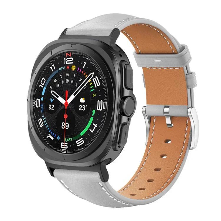 xDfind フラットヘッド ブラックシャーク 細粒レザー 時計バンド、Samsung Galaxy Watch Ultra / Ultra 2025 用、Samsung Galaxy Watch8 / Watch8 Classic 用、Samsung Galaxy Watch7 / FE / 6 / 5 / 4 用