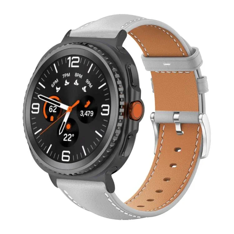xDfind フラットヘッド ブラックシャーク 細粒レザー 時計バンド、Samsung Galaxy Watch Ultra / Ultra 2025 用、Samsung Galaxy Watch8 / Watch8 Classic 用、Samsung Galaxy Watch7 / FE / 6 / 5 / 4 用