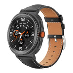 xDfind フラットヘッド ブラックシャーク 細粒レザー 時計バンド、Samsung Galaxy Watch Ultra / Ultra 2025 用、Samsung Galaxy Watch8 / Watch8 Classic 用、Samsung Galaxy Watch7 / FE / 6 / 5 / 4 用