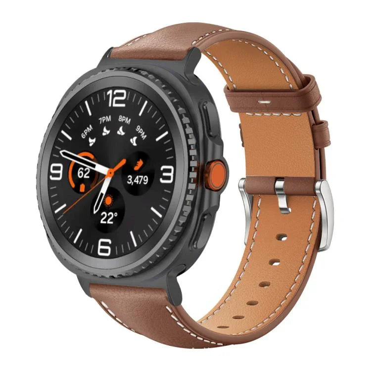 xDfind フラットヘッド ブラックシャーク 細粒レザー 時計バンド、Samsung Galaxy Watch Ultra / Ultra 2025 用、Samsung Galaxy Watch8 / Watch8 Classic 用、Samsung Galaxy Watch7 / FE / 6 / 5 / 4 用