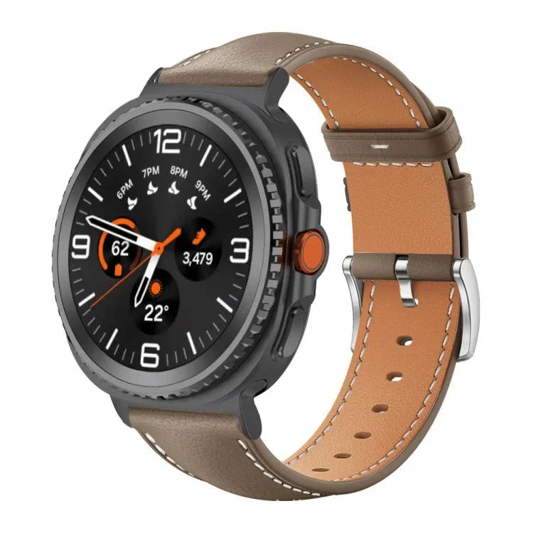 xDfind フラットヘッド ブラックシャーク 細粒レザー 時計バンド、Samsung Galaxy Watch Ultra / Ultra 2025 用、Samsung Galaxy Watch8 / Watch8 Classic 用、Samsung Galaxy Watch7 / FE / 6 / 5 / 4 用