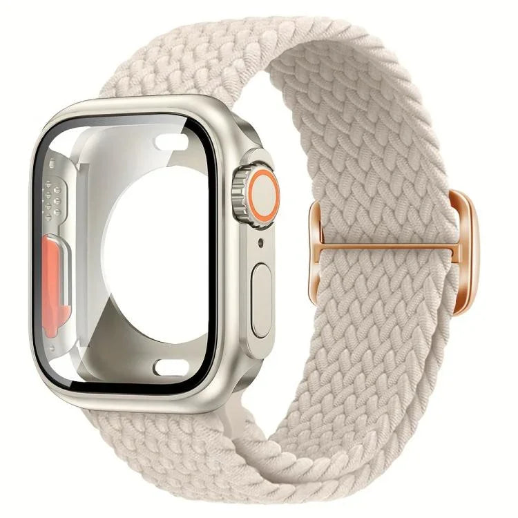 ラダーバックル ループ ナイロン ウォッチバンド 超薄型 49mm フィルムPCカバー付き、Apple Watch シリーズ 44mm 用、Apple Watch シリーズ 40mm 用、Apple Watch シリーズ 10 / 11 46mm 用、Apple Watch シリーズ 10 / 11 42mm 用、Apple Watch シリーズ 45mm 用