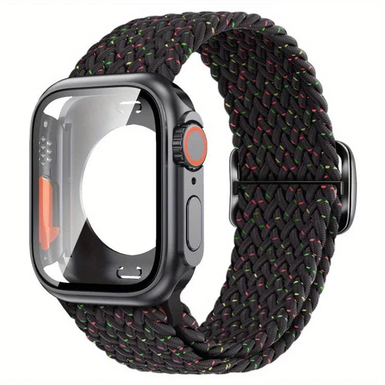ラダーバックル ループ ナイロン ウォッチバンド 超薄型 49mm フィルムPCカバー付き、Apple Watch シリーズ 44mm 用、Apple Watch シリーズ 40mm 用、Apple Watch シリーズ 10 / 11 46mm 用、Apple Watch シリーズ 10 / 11 42mm 用、Apple Watch シリーズ 45mm 用