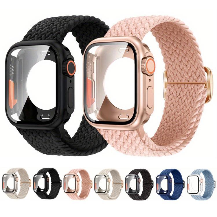 ラダーバックル ループ ナイロン ウォッチバンド 超薄型 49mm フィルムPCカバー付き、Apple Watch シリーズ 44mm 用、Apple Watch シリーズ 40mm 用、Apple Watch シリーズ 10 / 11 46mm 用、Apple Watch シリーズ 10 / 11 42mm 用、Apple Watch シリーズ 45mm 用