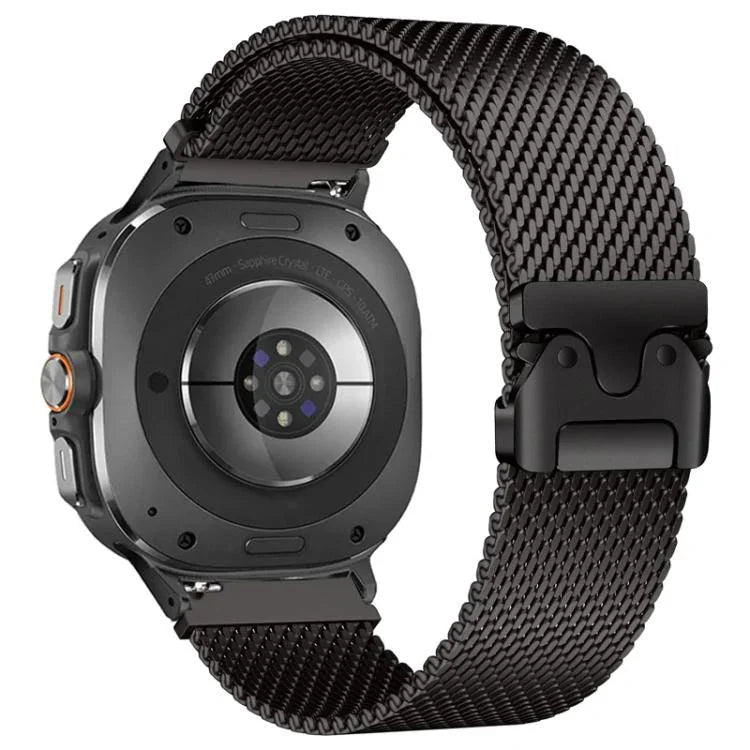 アンブレラバックル ミラネーゼ ステンレススチール 時計バンド、Samsung Galaxy Watch Ultra / Ultra 2025 用、Samsung Galaxy Watch8 / Watch8 Classic 用