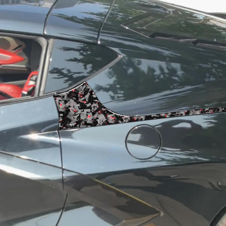 4pcs/Set Forged Gold Foil Carbon Fiber Car Rear Sides Decorative Sticker for Chevrolet Corvette C8 2020-, Left and Right Driver, Rear Sides