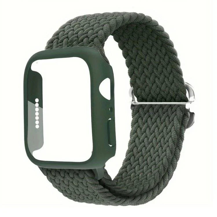 ラダーバックル ループ ナイロン ウォッチバンド フィルム フロストPCカバー付き、Apple Watch シリーズ 44mm 用、Apple Watch シリーズ 40mm 用、Apple Watch シリーズ 10 / 11 46mm 用、Apple Watch シリーズ 10 / 11 42mm 用、Apple Watch シリーズ 45mm 用、Apple Watch シリーズ 41mm 用