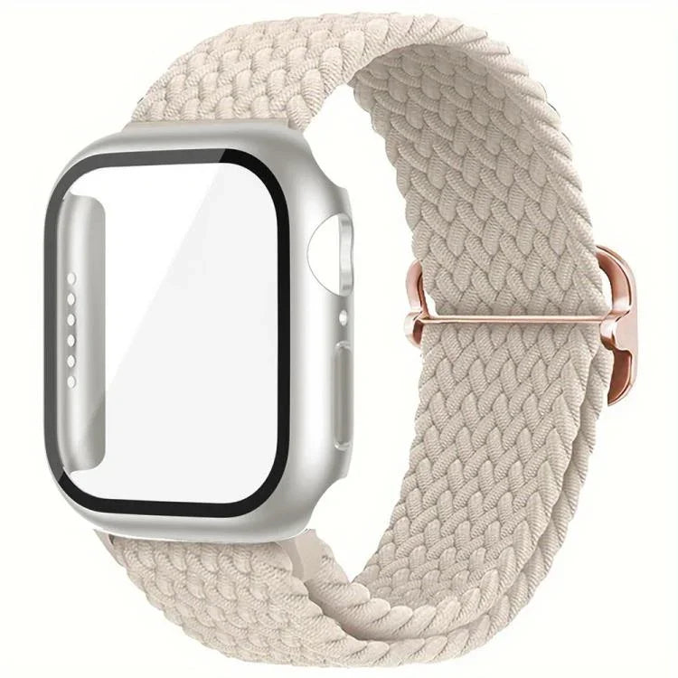 ラダーバックル ループ ナイロン ウォッチバンド フィルム フロストPCカバー付き、Apple Watch シリーズ 44mm 用、Apple Watch シリーズ 40mm 用、Apple Watch シリーズ 10 / 11 46mm 用、Apple Watch シリーズ 10 / 11 42mm 用、Apple Watch シリーズ 45mm 用、Apple Watch シリーズ 41mm 用