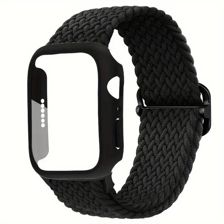 ラダーバックル ループ ナイロン ウォッチバンド フィルム フロストPCカバー付き、Apple Watch シリーズ 44mm 用、Apple Watch シリーズ 40mm 用、Apple Watch シリーズ 10 / 11 46mm 用、Apple Watch シリーズ 10 / 11 42mm 用、Apple Watch シリーズ 45mm 用、Apple Watch シリーズ 41mm 用