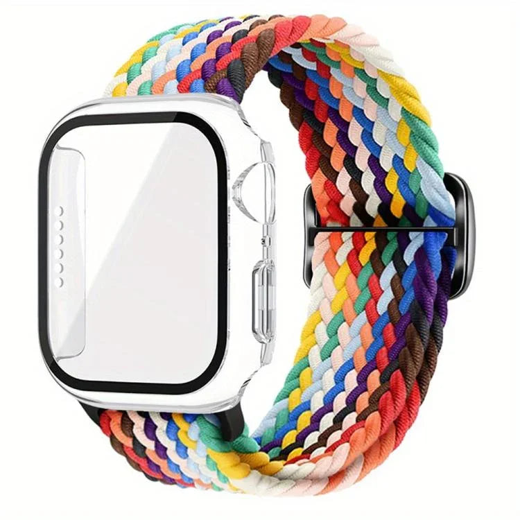 ラダーバックル ループ ナイロン ウォッチバンド フィルム フロストPCカバー付き、Apple Watch シリーズ 44mm 用、Apple Watch シリーズ 40mm 用、Apple Watch シリーズ 10 / 11 46mm 用、Apple Watch シリーズ 10 / 11 42mm 用、Apple Watch シリーズ 45mm 用、Apple Watch シリーズ 41mm 用