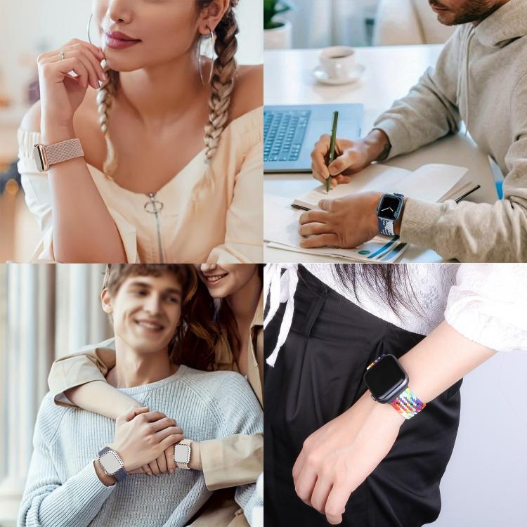 ラダーバックル ループ ナイロン ウォッチバンド フィルム フロストPCカバー付き、Apple Watch シリーズ 44mm 用、Apple Watch シリーズ 40mm 用、Apple Watch シリーズ 10 / 11 46mm 用、Apple Watch シリーズ 10 / 11 42mm 用、Apple Watch シリーズ 45mm 用、Apple Watch シリーズ 41mm 用