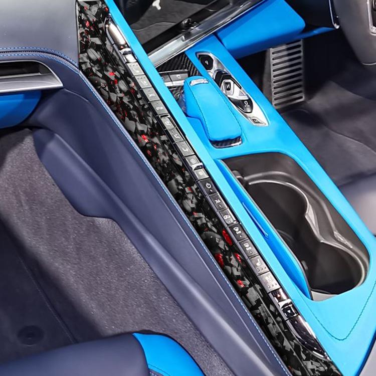 2pcs/Set Forged Gold Foil Carbon Fiber Car Center Console Side Decorative Sticker for Chevrolet Corvette C8 2020-, Right Driver, Center Console Side, Right Driver