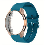 Silicone Watch Band with TPU Case, For Samsung Galaxy Watch 7 44mm, For Samsung Galaxy Watch 7 40mm, For Samsung Galaxy Watch 4 Classic 46mm, For Samsung Galaxy Watch 4 Classic 42mm
