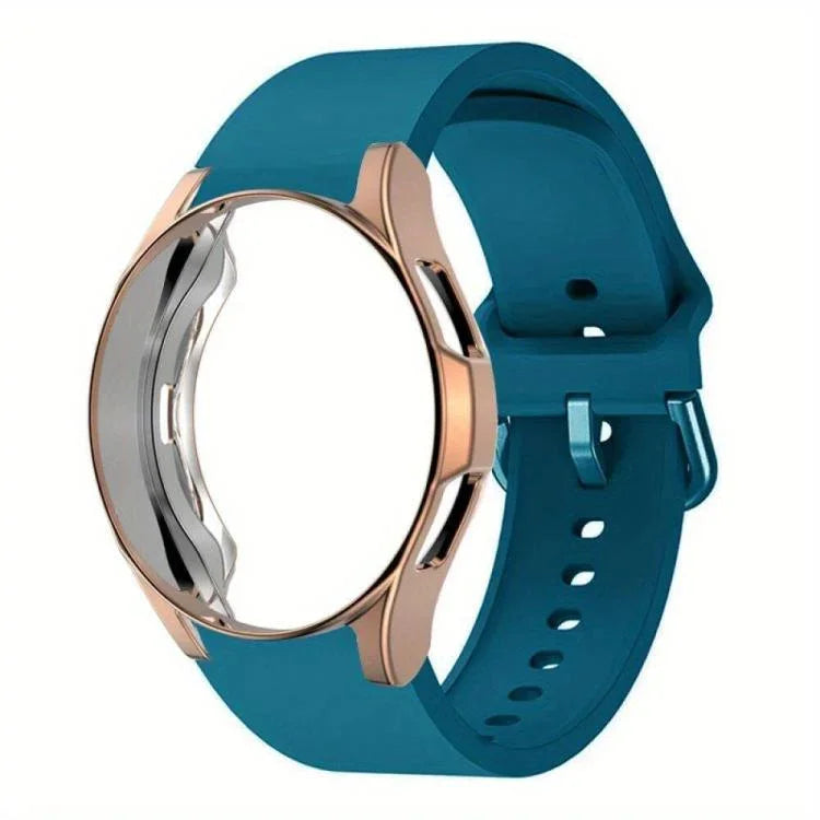 Silicone Watch Band with TPU Case, For Samsung Galaxy Watch 7 44mm, For Samsung Galaxy Watch 7 40mm, For Samsung Galaxy Watch 4 Classic 46mm, For Samsung Galaxy Watch 4 Classic 42mm