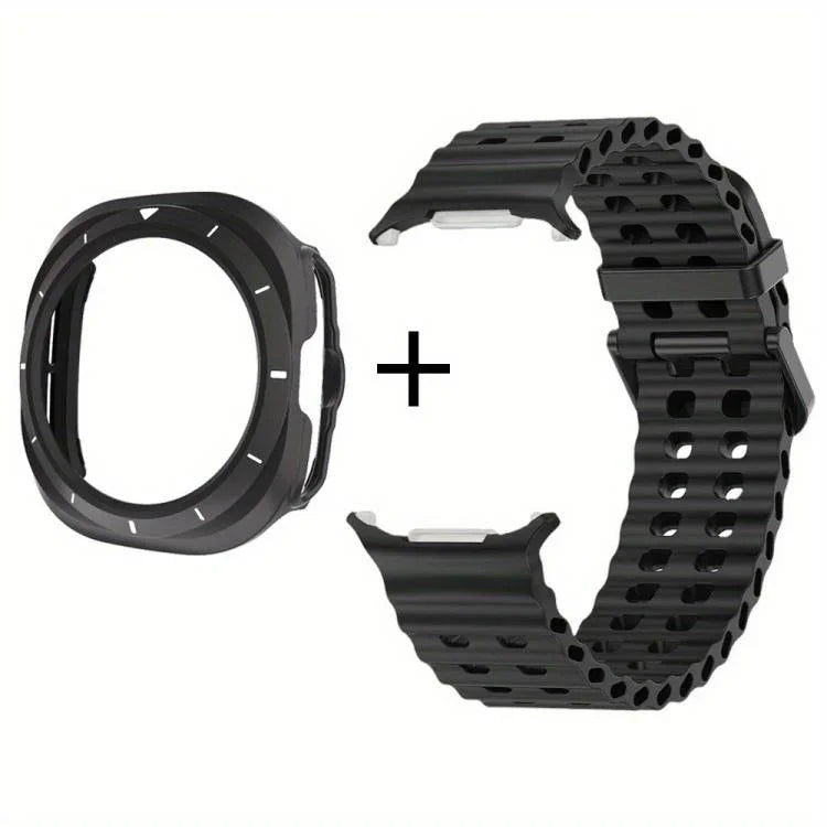 デュアルロウホール シリコンウォッチバンド TPUケース付き、Samsung Galaxy Watch Ultra 47mm / Ultra 2025用