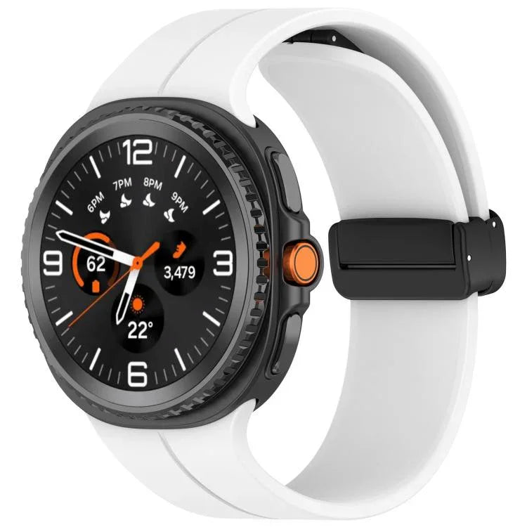 xDfind 折りたたみ式ブラックバックル マグネットシリコンウォッチバンド、Samsung Galaxy Watch8 / Watch8 Classic用