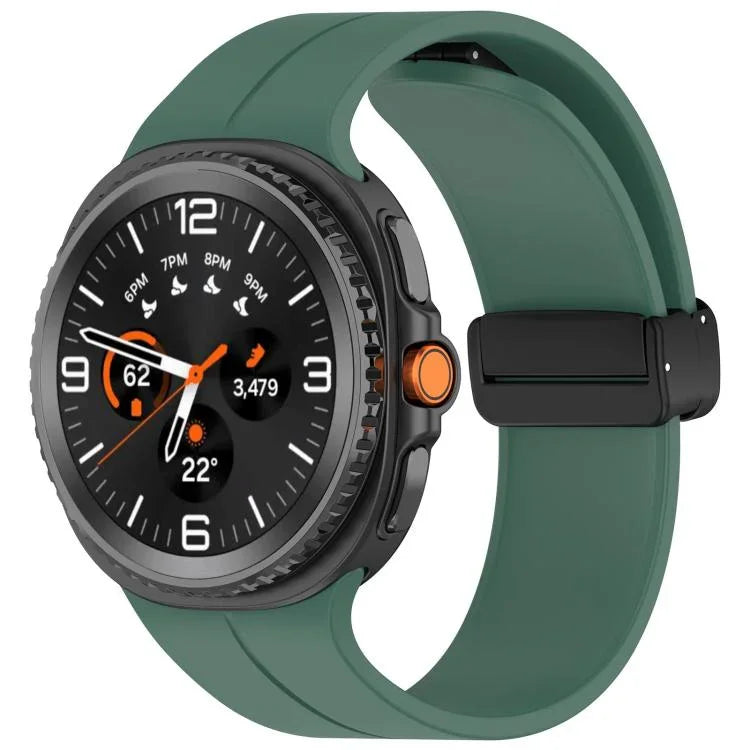 xDfind 折りたたみ式ブラックバックル マグネットシリコンウォッチバンド、Samsung Galaxy Watch8 / Watch8 Classic用