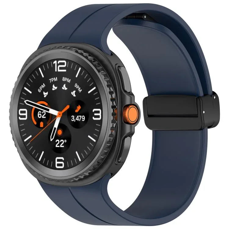 xDfind 折りたたみ式ブラックバックル マグネットシリコンウォッチバンド、Samsung Galaxy Watch8 / Watch8 Classic用