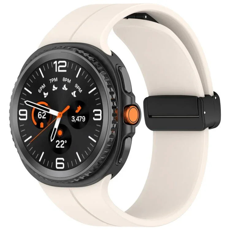 xDfind 折りたたみ式ブラックバックル マグネットシリコンウォッチバンド、Samsung Galaxy Watch8 / Watch8 Classic用