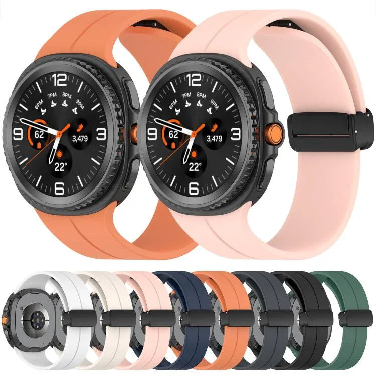 xDfind 折りたたみ式ブラックバックル マグネットシリコンウォッチバンド、Samsung Galaxy Watch8 / Watch8 Classic用