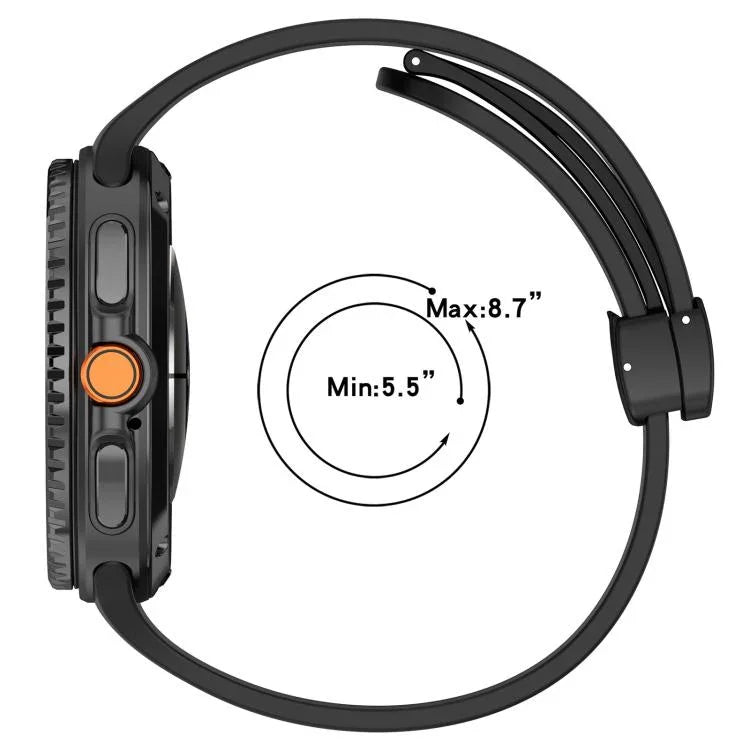 xDfind 折りたたみ式ブラックバックル マグネットシリコンウォッチバンド、Samsung Galaxy Watch8 / Watch8 Classic用