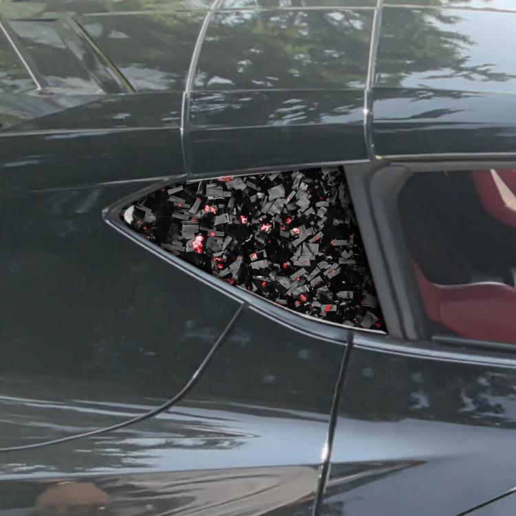 2pcs/Set Forged Gold Foil Carbon Fiber Car Rear Triangle Window Decorative Sticker for Chevrolet Corvette C8 2020-, Left and Right Driver, Rear Triangle Window