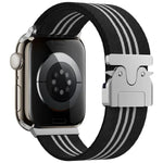 xDfind パラシュートバックル3ストライプ編みナイロンウォッチバンド、Apple Watch 42 / 44 / 45 / 46 / 49mm用、Apple Watch 38 / 40 / 41 / S10 42mm用