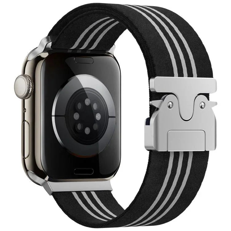 xDfind パラシュートバックル3ストライプ編みナイロンウォッチバンド、Apple Watch 42 / 44 / 45 / 46 / 49mm用、Apple Watch 38 / 40 / 41 / S10 42mm用