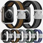 xDfind パラシュートバックル3ストライプ編みナイロンウォッチバンド、Apple Watch 42 / 44 / 45 / 46 / 49mm用、Apple Watch 38 / 40 / 41 / S10 42mm用