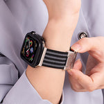 xDfind パラシュートバックル3ストライプ編みナイロンウォッチバンド、Apple Watch 42 / 44 / 45 / 46 / 49mm用、Apple Watch 38 / 40 / 41 / S10 42mm用