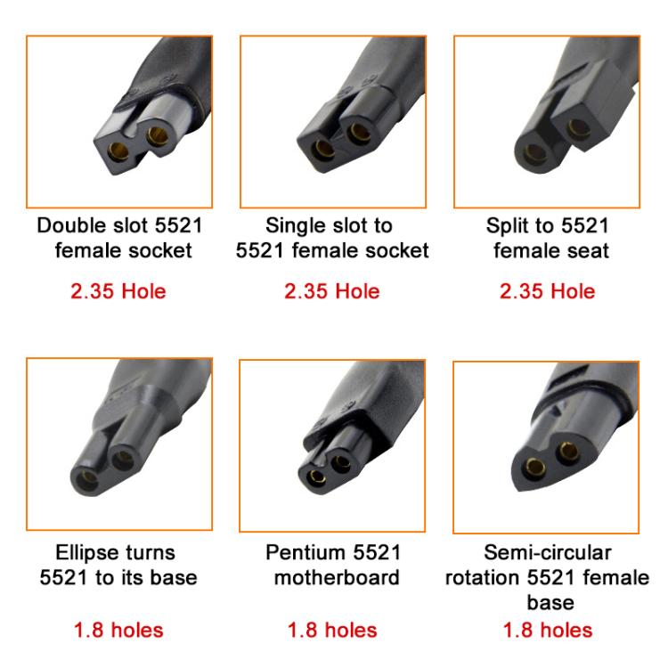 DC 5.5 x 2.1mm メスからシェーバーインターフェース充電アダプターコンバーター、7個/セット、8個/セット
