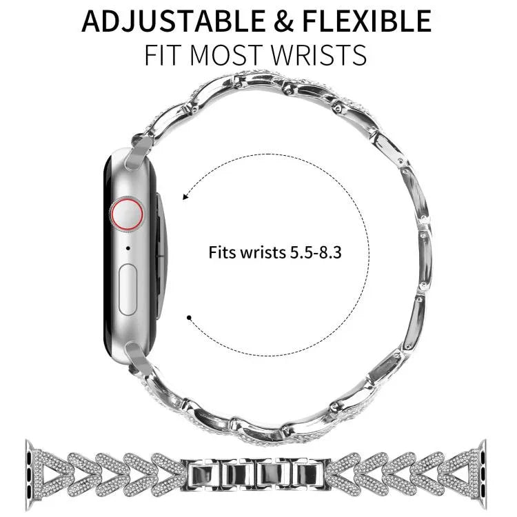 xDfind 小型ツイストダイヤモンドメタルウォッチバンド、Apple Watch 38 / 40 / 41 / S10 42mm 20mm用