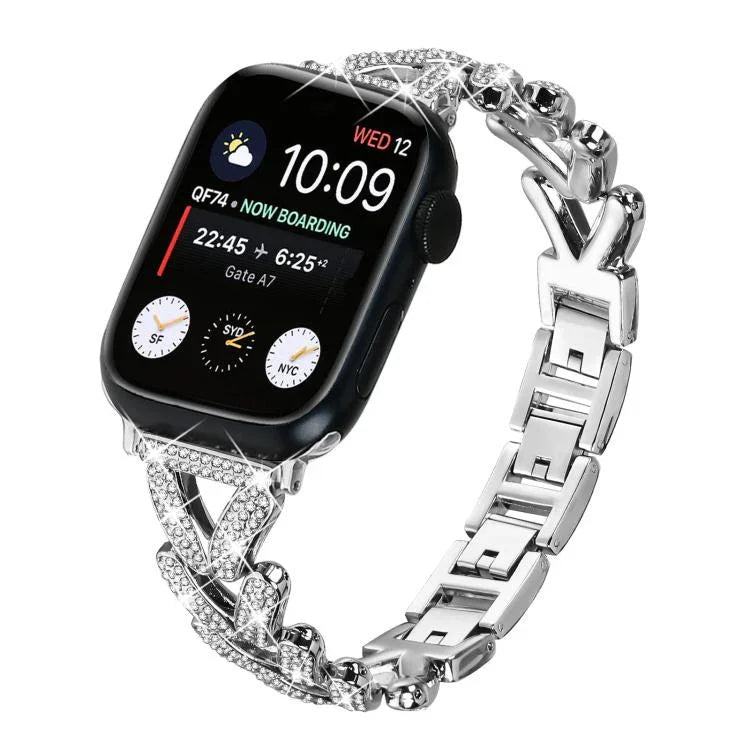 xDfind 小型ツイストダイヤモンドメタルウォッチバンド、Apple Watch 38 / 40 / 41 / S10 42mm 20mm用
