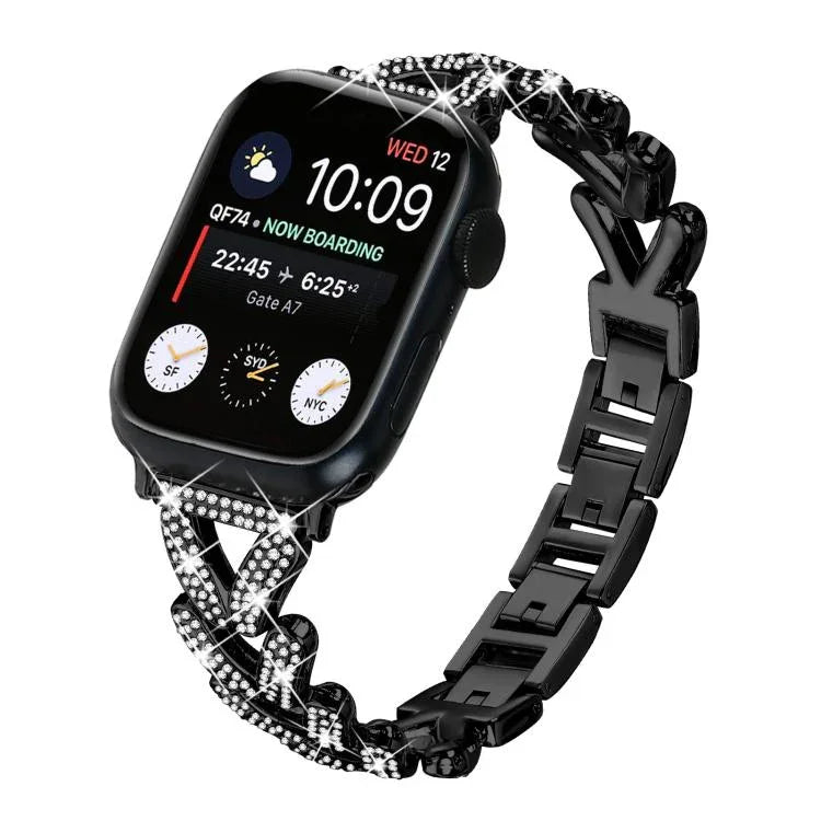 xDfind 小型ツイストダイヤモンドメタルウォッチバンド、Apple Watch 38 / 40 / 41 / S10 42mm 20mm用